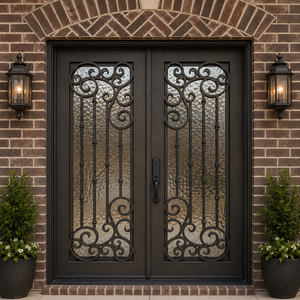 Portes d'entrée en fer forgé sur mesure, conçues pour les entrées de maisons de luxe, avec des designs élégants, une sécurité supérieure et une durabilité accrue - Product Image 4