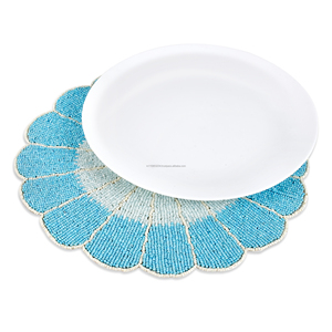 High Quality Handcrafted Circular Shaped Decorative Glass Beads Unique Design PP Placemats for <b>Table</b> Use Budget-Friendly Price - Product Image 2