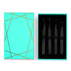 Custom logo diamond grip Eyelash Tweezers Set Stainless Steel <b>Precision</b> <b>Tools</b> White Gold Pattern Box Packaging - Product Image 4
