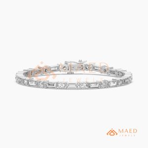 Bracelet tennis rond en moissanite argentée avec fermoir sécurisé, bijou de mode pour usage quotidien, cadeau pour femmes et hommes, style confortable et scintillant - Product Image 5