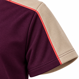 T-shirt à manches courtes pour homme, couleur violette, coupe classique, séchage rapide, sportif, col rond, jersey en polyester tricoté, color-block - Product Image 4