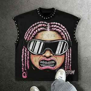 Men Brown Streetwear Tank Top Custom Graphic Print Sleeveless <b>Studded</b> Casual Summer Fashion Muscle <b>Shirt</b> - Product Image 4