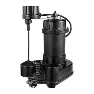 Pompa Sommergibile per Acque Reflue/Effluenti da 1/3 HP 3000 GPH con Interruttore a Galleggiante Automatico, Scarico NPT da 1,5 Pollici, Ghisa, 1 Pezzo - Product Image 1