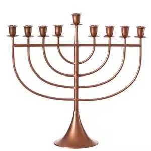 Ménorah juive de style vintage à 9 branches, chandelier de Hanouka, décoration religieuse pour la maison, ménorah moderne de luxe - Product Image 4