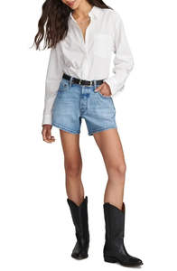 Shorts de mezclilla desgastados de cintura alta, 100% algodón, con efecto ácido, perfectos para un estilo femenino, sexy y a la moda. - Product Image 5