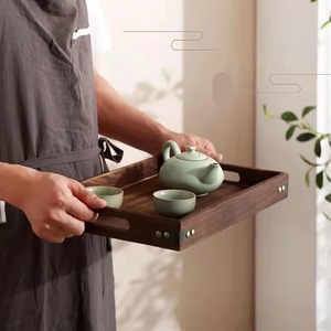 Bandeja de Servir Rectangular de Madera Maciza Moderna Metaledge |   Bandeja Ecológica para Postres y Aperitivos |   Cocina para Fiestas - Product Image 2