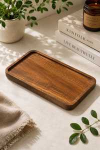 Plateau de service en bois rustique et élégant de qualité supérieure, durable, avec poignées intégrées, vaisselle artisanale pour salle de bain, bureau, salon - Product Image 5