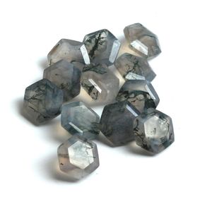 Agate mousse naturelle taillée en hexagone, pierre précieuse en vrac pour la fabrication de bijoux, vente en gros - Product Image 5