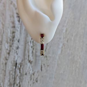 Pendientes de Aro con Doble Baguette de Rubí, Plata de Ley 925, Chapado en Oro de 14K, Joyería de Piedras Preciosas de Platino de Lujo - Product Image 5