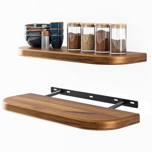 Estante de Pared Industrial de Madera de Acacia con Soporte Metálico - Gris Envejecido - Product Image 2