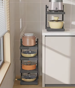 OEM/ODM Vietnam 3 Tier Carbon Steel Pot Rack Adjustable Kitchen Organizer for <b>Pans</b> Lids Countertop Shelf - Product Image 1