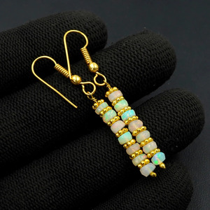ต่างหูโอปอลเอธิโอเปียธรรมชาติ เงินแท้ 925 และทอง 14k - Product Image 4