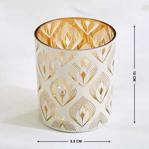 Porte-bougie cylindrique à motif feuille d'or, résistant à la chaleur, décoration d'intérieur - Product Image 3