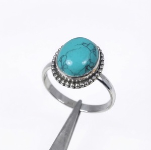 Handmade December Birthstone <b>Turquoise</b> <b>Ring</b> 925 Sterling Silver Natural Gemstone <b>Ring</b> Women Fashion Jewelry Christmas Gift - Product Image 1
