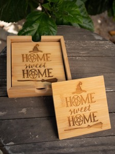 Premium Home Sweet Home Coaster Set For Coffee Tea <b>Table</b> <b>Protection</b> Office Gift For Colleagues And Corporate Events From India - Product Image 5