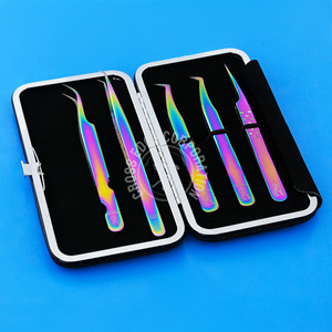 Customized 90 Degree Fiber Grip Volume Tweezers Stainless Steel Eyelash Extensions <b>Applicator</b> Private <b>Label</b> Customized Eyelash - Product Image 3