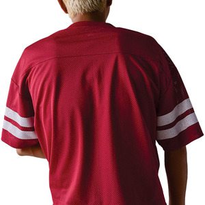 เสื้อฟุตบอลอเมริกันคอวีสีแดงแบบยูนิเซ็กซ์ หมายเลข 35 ผ้าตาข่ายระบายอากาศ แขนสั้น ชุดทีม ทรงปกติ ออกแบบเองได้ 100% - Product Image 6