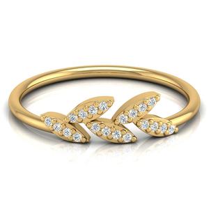 Bague en diamant de laboratoire élégante à la feuille d'or solide à la mode bijoux en pierre de naissance taille brillante prix de gros classique pour mariage - Product Image 1
