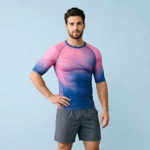 Custom Front Logo Sporty Half Sleeve Compression Shirt for Men Sports Training Gym Workout Quick Dry Athletic Performance - Product Image 1