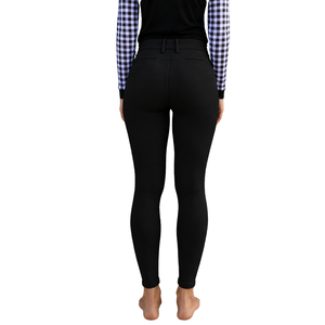 Culotte d'équitation noire pour femme, taille haute, extensible, avec grip aux genoux, pour l'entraînement et la compétition, style classique - Product Image 2