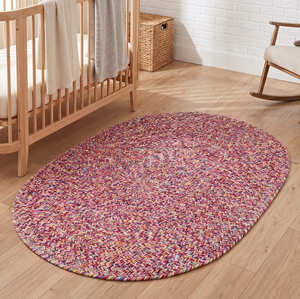 Designer Oval Cotton Rope Area Rug with Natural Centre Panel for Scandinavian Bedroom & Reading Nook - Product Image 4