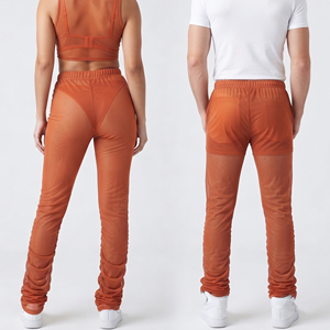 Sexy Transparent Sheer Mesh Stacked <b>Pants</b> Sexy See Through Stacked Trousers 100% Polyester <b>Summer</b> Sheer Mesh Stack <b>Pants</b> - Product Image 2