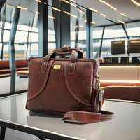 WRIZA hommes élégant marron en cuir véritable pochette d'ordinateur moderne grande capacité bureau messager bretelles réglables RFID Durable