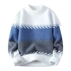 Pulls d'hiver pour hommes à manches longues, respirants, tricotés, 100% coton/laine, motif personnalisable sur le devant, prix de gros - Product Image 3