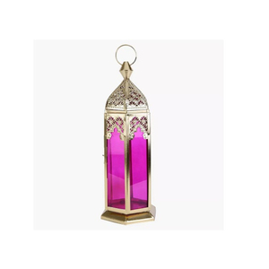 Blue Steel <b>Lantern</b> With Glass Panel And Handle For Home Wedding Decoration Handmade Candle <b>Lanterns</b> On Sale - Product Image 2
