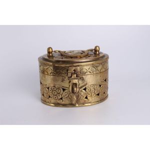 Royal Inspired Brass Cricket <b>Box</b> For Decorative Gifting With <b>Floral</b> Engraving And Heritage Indian Character - Product Image 6