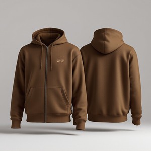 <b>Men's</b> <b>Yellow</b> Zip-Up <b>Hoodie</b> Regular Fit Solid Color Front Logo Print Casual Hooded Sweatshirt Fleece Material Full Zip up Hoodies - Product Image 3