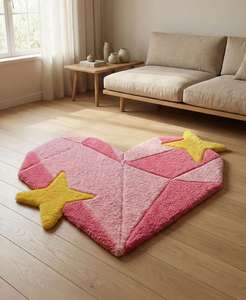 Tapis en laine rose moderne de luxe, forme régulière, en peluche tuftée, tapis décoratif doux pour la chambre à coucher, le salon, tapis d'appoint personnalisé - Product Image 5