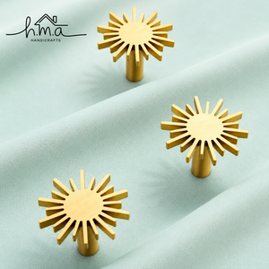 Handcrafted Solid Brass Sunburst Cabinet <b>Knob</b> Golden Finish Decorative Drawer Pull Wardrobe Door Handle Modern Furniture Accent - Product Image 1