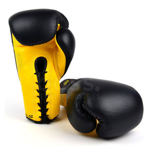 Guantes de boxeo profesionales con cordones, cierre seguro en la muñeca, interior transpirable y acolchado de alta resistencia para las manos. - Product Image 2