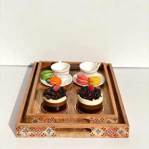 Bandeja Rectangular de Madera de Mango y Acacia Pulida, Artesanía India, con Asas, para Desayuno, Mesa de Centro, Decoración del Hogar, Bandeja para Servir - Product Image 3