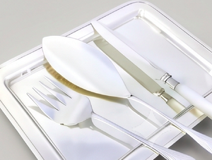 Stainless Steel Cake Server Set With Spoon Fork And Knife 3 Piece Reusable Cake Tools For Decorations Celebrations And Parties - Product Image 3