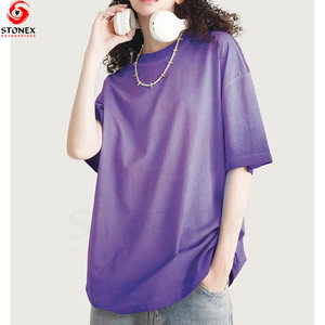 เสื้อยืดโอเวอร์ไซส์พิมพ์ลาย DTG โลโก้สั่งทำพิเศษ สำหรับฤดูใบไม้ผลิ/ฤดูร้อน ใส่ได้ทุกฤดู ขายส่ง เสื้อยืดสตรีแบบ Stone Acid Wash - Product Image 2