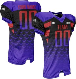 Maillot de football américain personnalisé 100% polyester respirant en maille, col en V, manches courtes, écologique, séchage rapide, sublimation dégradée - Product Image 2