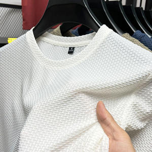 <b>Men</b> Short Sleeve Silk T-shirt Summer Solid Color <b>Stretch</b> Comfortable Loose Simple <b>Men's</b> T-shirt - Product Image 5