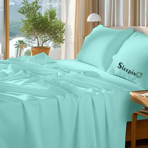 ผ้าปูที่นอนขนาดควีนไซส์ 100% โพลีเอสเตอร์ ผ้าถักเรียบง่าย สีพื้น เป็นมิตรกับสิ่งแวดล้อม ทนทาน ระบายอากาศได้ดี - Product Image 3