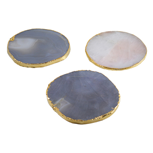 <b>Agate</b> Slice <b>Coaster</b> With Gold Rim Semi-Precious Stone Design Pads for Home Decoration <b>Coasters</b> Set - Product Image 2