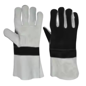 Gants de sécurité en cuir de vachette pleine fleur de qualité supérieure, durables, anti-coupure, résistants à la chaleur, anti-vibrations, antidérapants, avec manchette de sécurité - Product Image 5