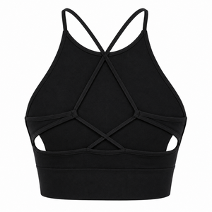 Ensemble 2 pièces pour femme : Soutien-gorge de sport à maintien élevé et crop top à carreaux noirs, et Legging taille haute. Tenue de sport personnalisée pour la gym, le yoga, l'entraînement et le fitness. - Product Image 6