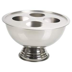 Grand bol à vin artisanal en acier inoxydable avec bordure perlée en laiton, garniture dorée élégante et accent nœud pour la décoration de fêtes et d'événements - Product Image 2