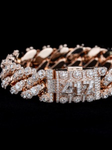 S925 Rose Gold Plated Men's Moissanite <b>Iced</b> <b>Out</b> Number <b>Chain</b> Link Hiphop Style Third Party Certified Jewelry Gift - Product Image 1