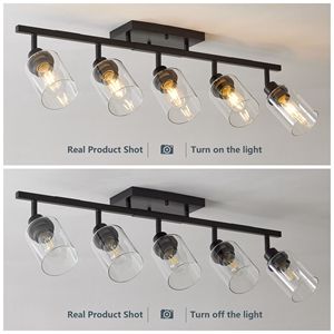 Kit di illuminazione a binario nero a 5 luci, applique da parete per bagno e luci orientabili a soffitto per cucina - Product Image 4