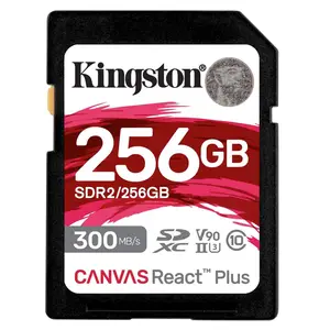 Cartão SD mais rápido Top Model Kingston Canvas React Plus 64GB 128GB 256GB SD Card SDXC UHS-II 300R/260W U3 V90 Full HD/4K/8K