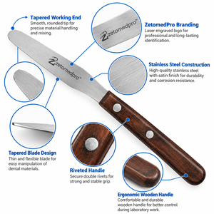 Spatule de laboratoire dentaire conique modèle 7 en acier inoxydable finition satinée ZetomedPro - Product Image 3