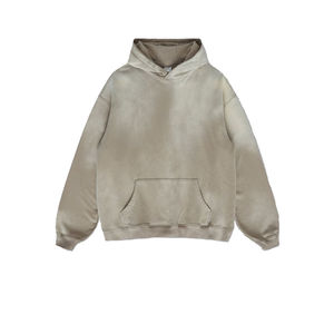 เสื้อฮู้ดดี้โอเวอร์ไซส์ผู้ชาย สีพื้น ผ้าฝ้ายฟอก เฟรนช์เทอร์รี่ สวมใส่สบายๆ สำหรับฤดูใบไม้ร่วง มีกระเป๋า ดีไซน์เรียบง่าย ทรงปกติ - Product Image 1