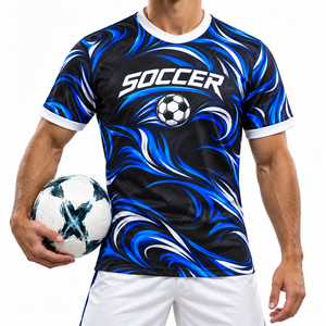 Maillot de football 100% polyester, maillot d'équipe de football, impression numérique personnalisée, service OEM, col mandarin, séchage rapide - Product Image 3